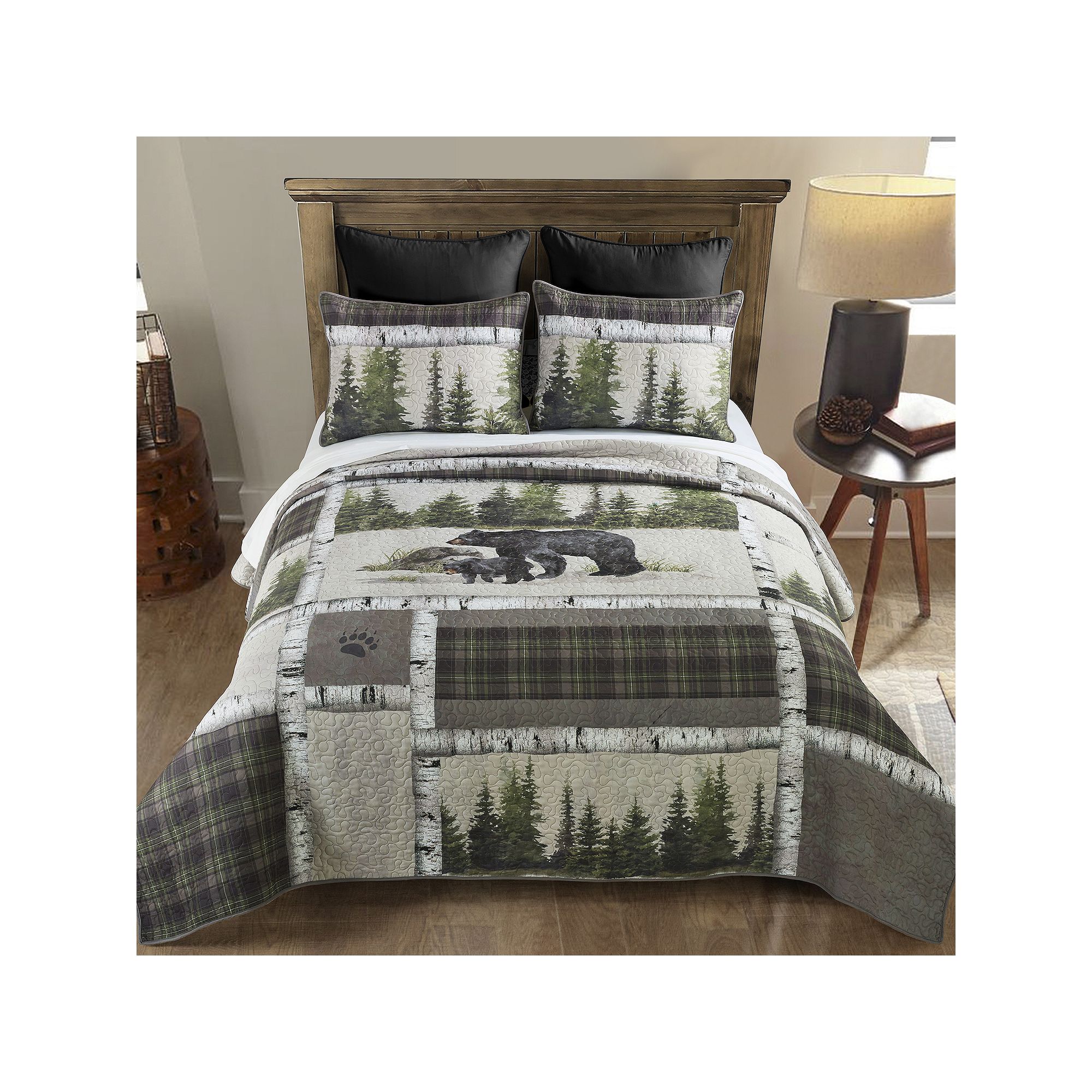 Donna Sharp Bear Panels Quilt Set with Shams, Multi
