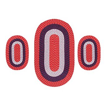 Better Trends Country Braid 3 pc Striped Rug Set