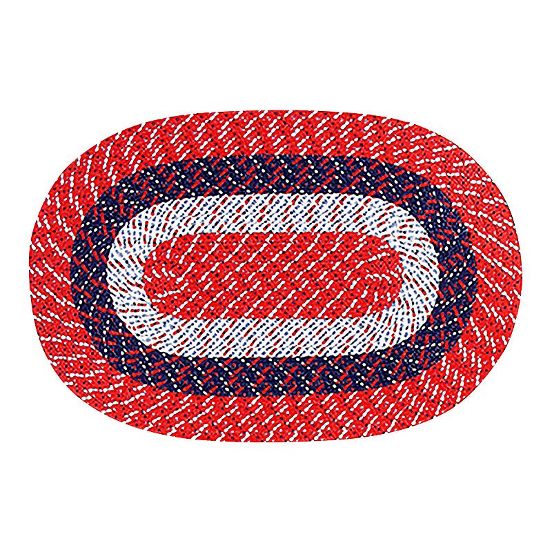 Better Trends Country Braid Striped Oval Rug, Red, 8X11FT OVL