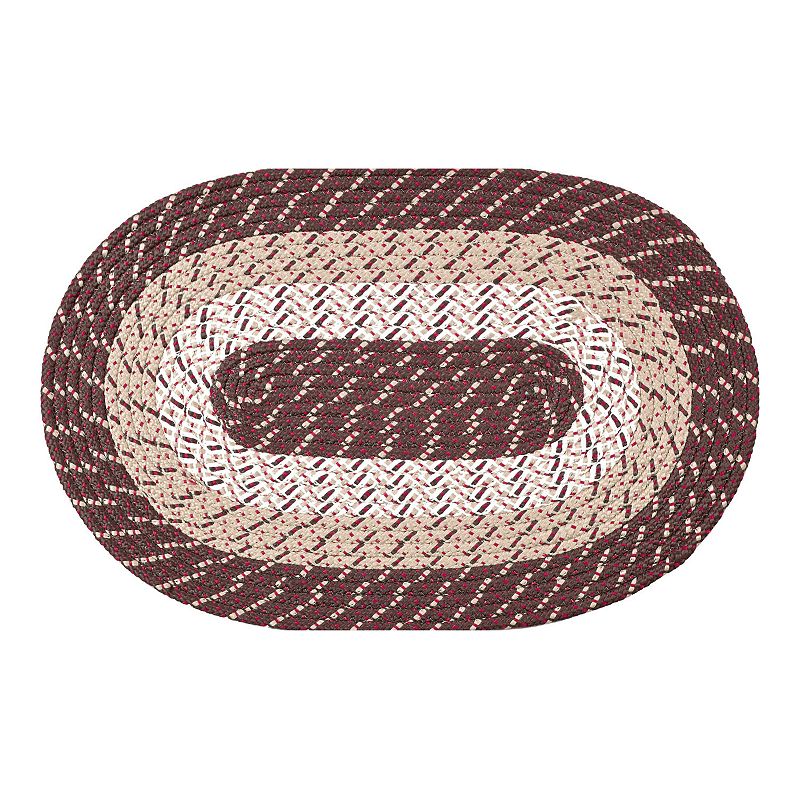 Better Trends Country Braid Striped Oval Rug, Brown, 8Ft Rnd