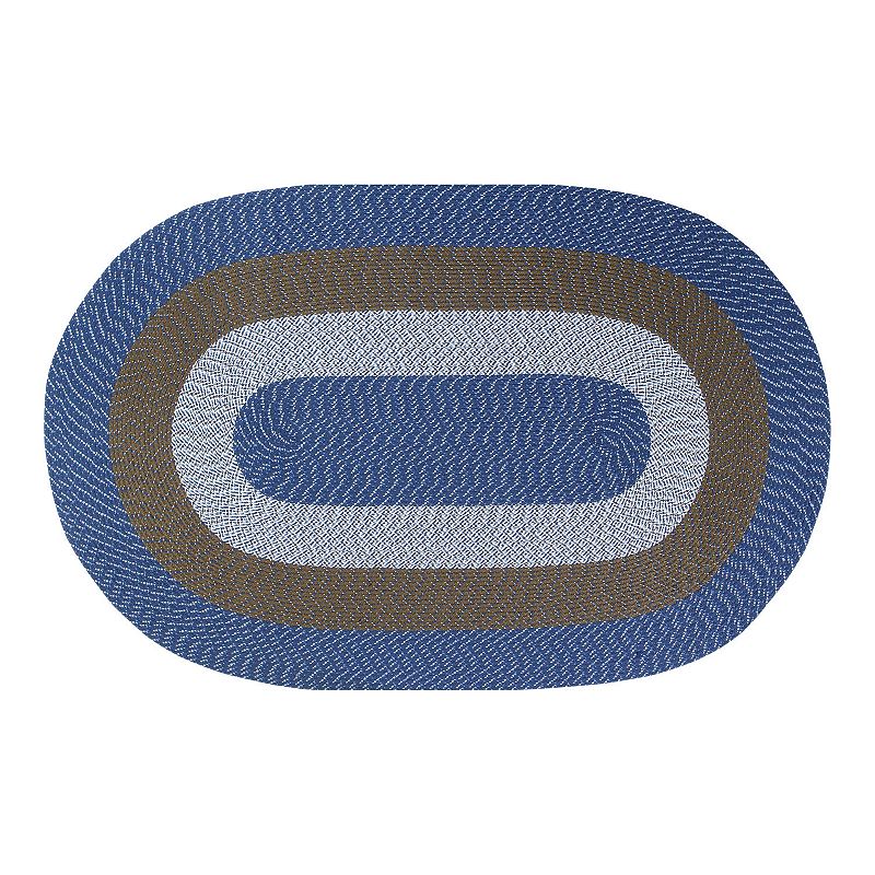 Better Trends Country Braid Striped Oval Rug, Blue, 6Ft Rnd