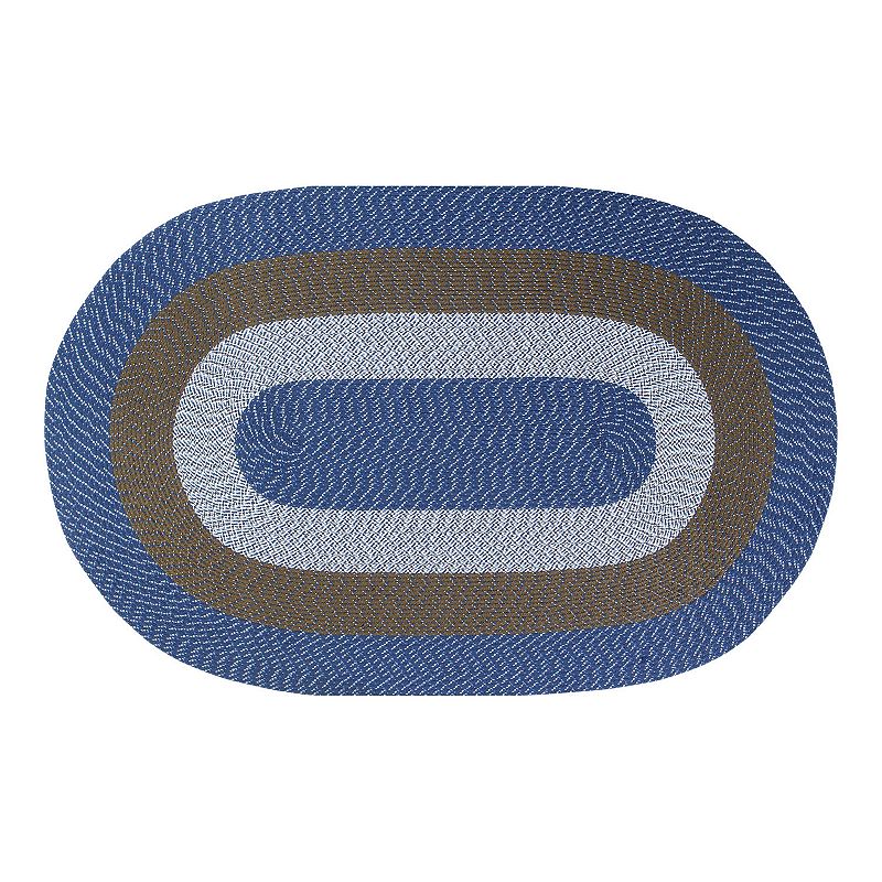 Better Trends Country Braid Striped Rug, Blue, 6Ft Rnd