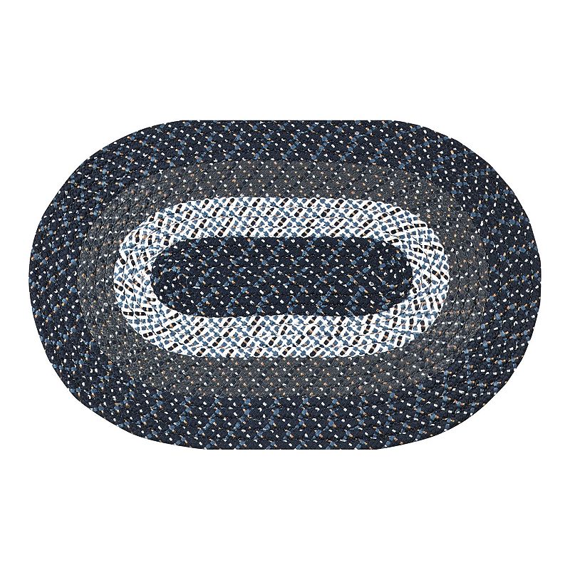 Better Trends Country Braid Striped Oval Rug, Blue, 8FT OCT