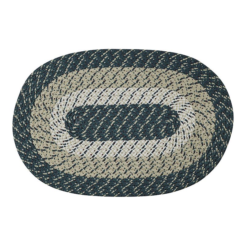 Better Trends Country Braid Striped Oval Rug, Green, 8FT OCT