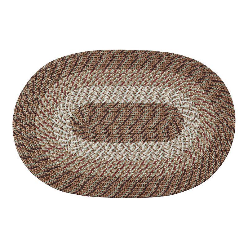 Better Trends Country Braid Striped Rug, Beig/Green, 8Ft Rnd