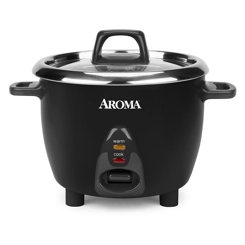 Aroma 6-Cup Rice Cooker with Stainless Steel Inner Pot, Multicolor, 6 CUP