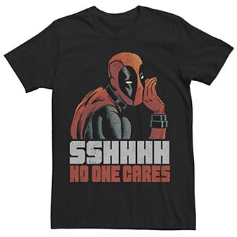 Men's Marvel Deadpool SSHHHH No One Cares Whisper Graphic Tee
