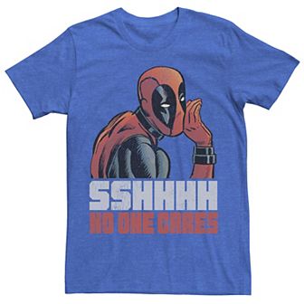 Men's Marvel Deadpool SSHHHH No One Cares Whisper Graphic Tee
