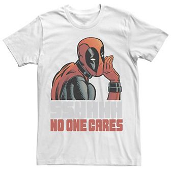 Men's Marvel Deadpool SSHHHH No One Cares Whisper Graphic Tee