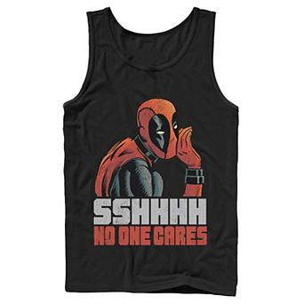 Men's Marvel Deadpool SSHHHH No One Cares Whisper Graphic Tank Top