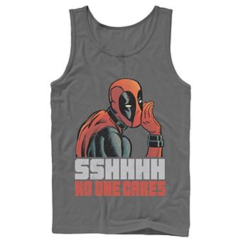 Men's Marvel Deadpool SSHHHH No One Cares Whisper Graphic Tank Top