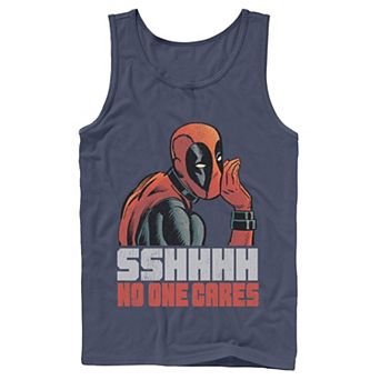 Men's Marvel Deadpool SSHHHH No One Cares Whisper Graphic Tank Top