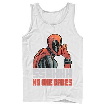Men's Marvel Deadpool SSHHHH No One Cares Whisper Graphic Tank Top