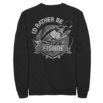 Men's I'd Rather Be Fishing Lime Green Fish About To Get Hooked Graphic Fleece