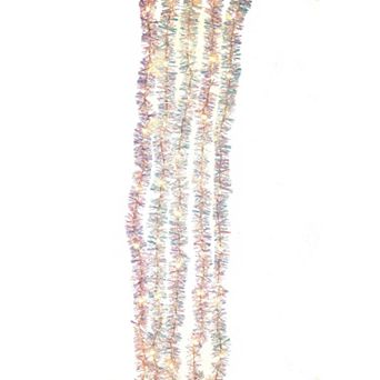 Kurt Adler Iridescent Tinsel Cascade Warm White LED Christmas Garland