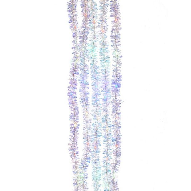 Kurt Adler Iridescent Tinsel Cascade Multicolor LED Christmas Garland