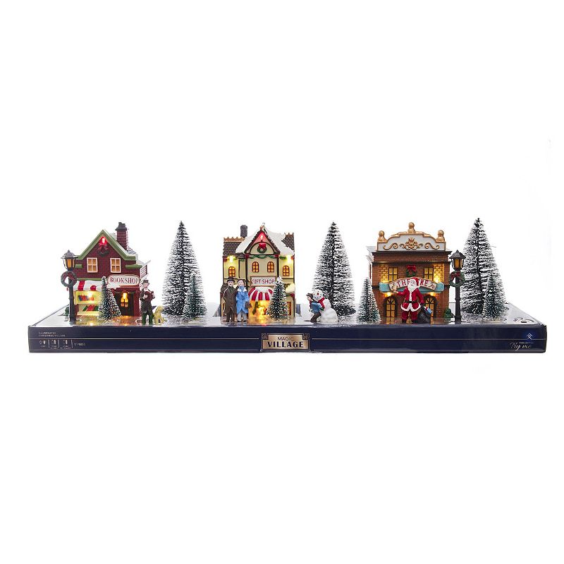 Kurt Adler LED Christmas Village Table Decor 17-piece Set, Multicolor