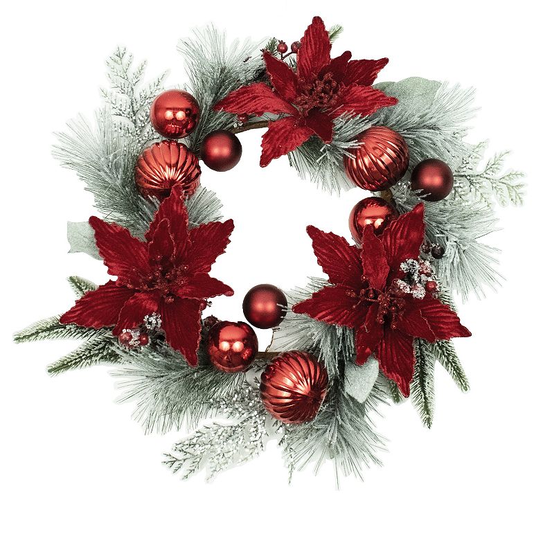 UPC 086131556784 product image for Kurt Adler Red Artificial Poinsettia Christmas Wreath, Green | upcitemdb.com
