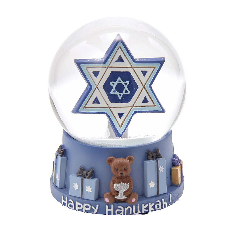 Kurt Adler Musical Hanukkah Star of David Water Snow Globe, Blue