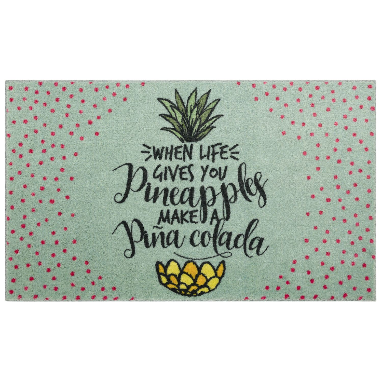 Nicole Miller Anti-Fatigue Kitchen Mat - Gold Pineapple Print