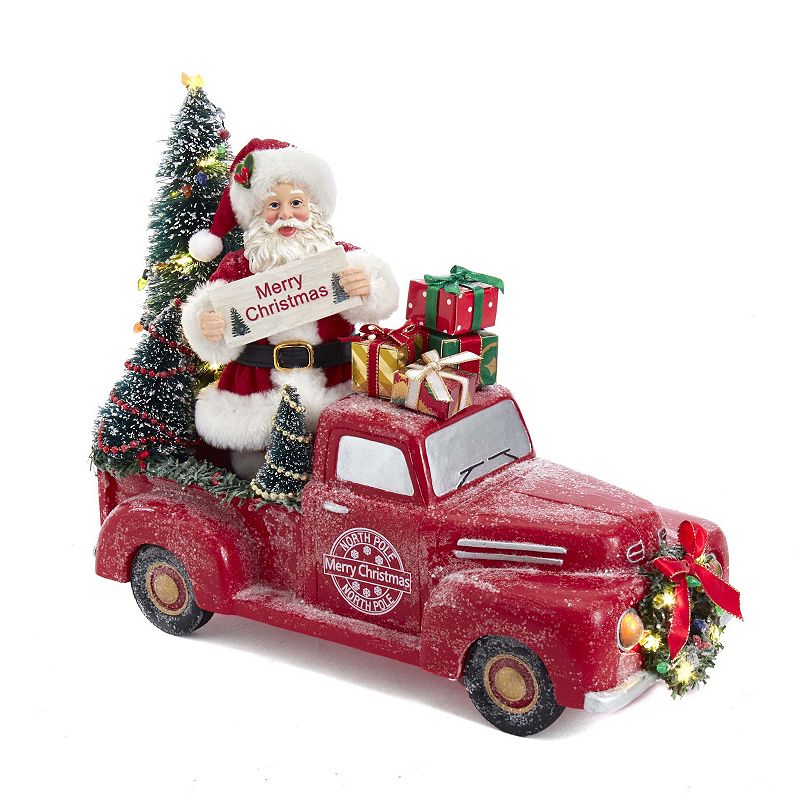 Kurt Adler Santa Truck Christmas Tree Table Decor, Multicolor
