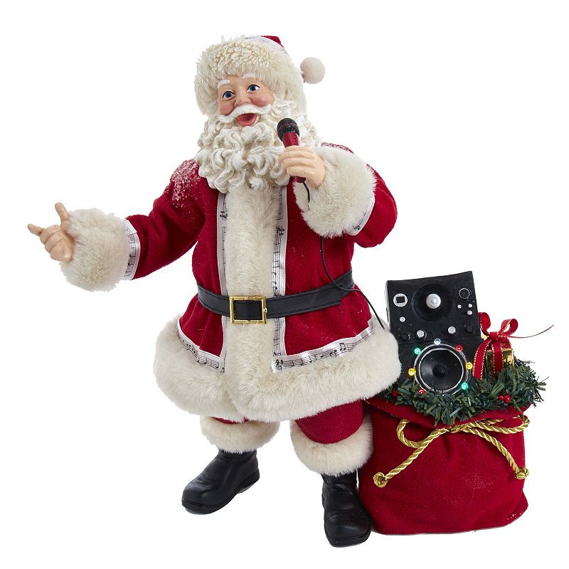 Kurt Adler LED Karaoke Santa Musical Christmas Table Decor, Multicolor