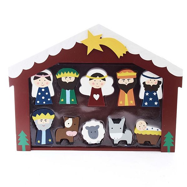 Kids Kurt Adler Nativity Scene Stable Christmas Table Decor 11-piece Set