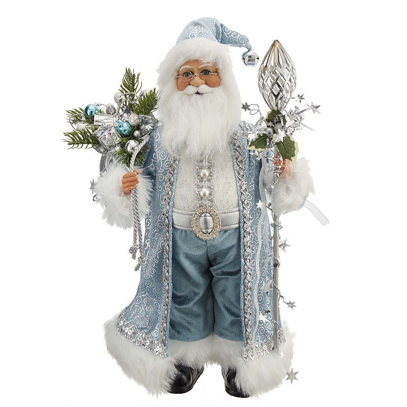 Kurt Adler Kringle Klaus Blue White Santa Christmas Floor Decor, Multicolor