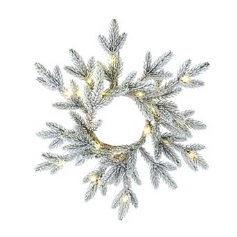 Kurt Adler 20-Light LED Flocked Artificial Pine Wreath