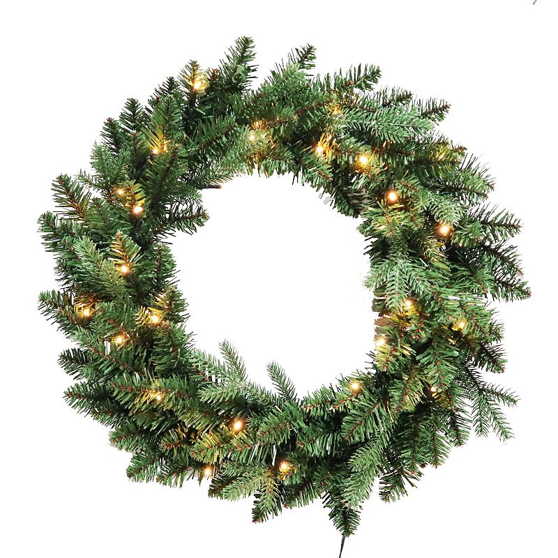 Kurt Adler Warm White LED Artificial Jackson Christmas Wreath, Green