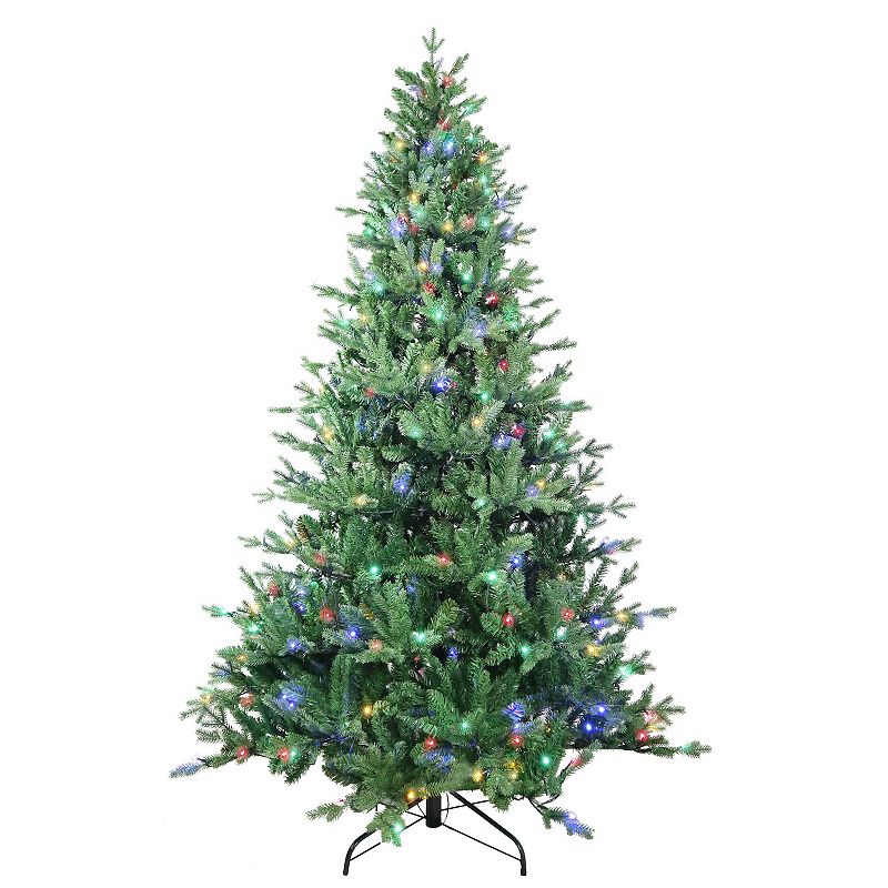 Kurt Adler 7-ft. Multicolor LED Jackson Pine Artificial Christmas Tree, Gre