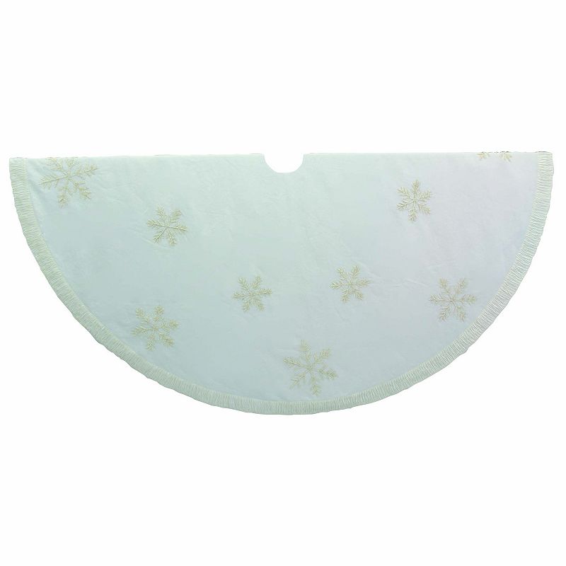 Kurt Adler Ivory Glitter Snowflake Christmas Tree Skirt, White