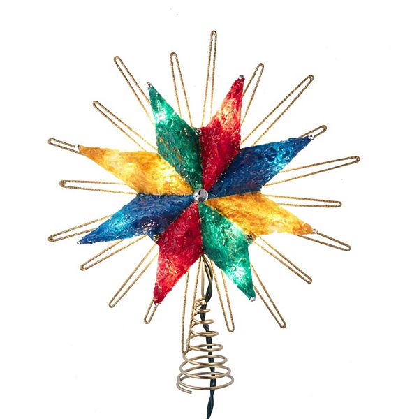 Kurt Adler 10Light 8Point Capiz Multicolor Star Christmas Tree Topper