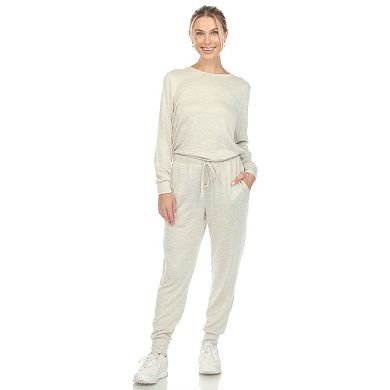Women's White Mark 2-Piece Top & Bottoms Pajama Set