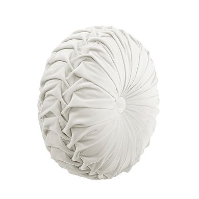 Lush Decor Round Pleated Soft Velvet Throw Pillow