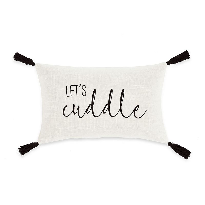 Lush Decor Lets Cuddle Script Decorative Throw Pillow Cover, White, 13X20