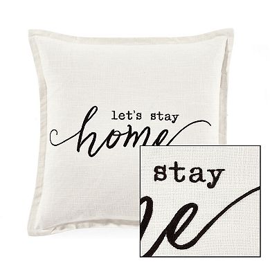 Lush Decor Let's Stay Home Script Throw Pillow Cover