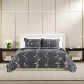Simply Vera Vera Wang Dark Linear Floral Quilt or Sham