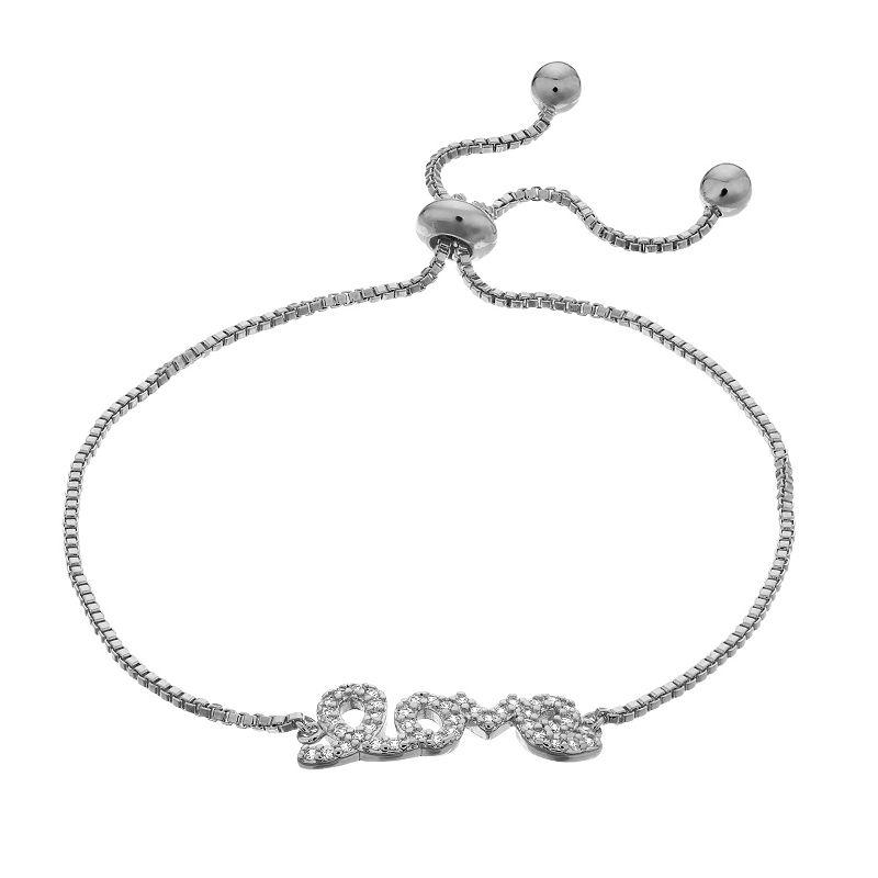 Adornia Crystal Love Adjustable Bracelet, Womens, White