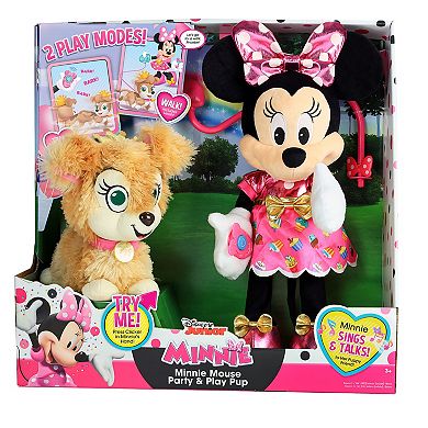 Disney Junior Minnie Mouse Party Figure & Play Pup Plush by Just Play
