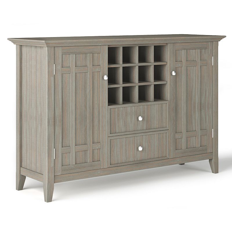 Simpli Home Bedford Wine Storage Cabinet, Grey