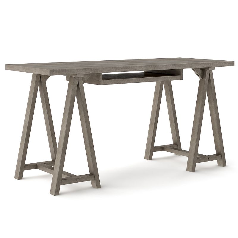 Simpli Home Sawhorse Desk, Grey