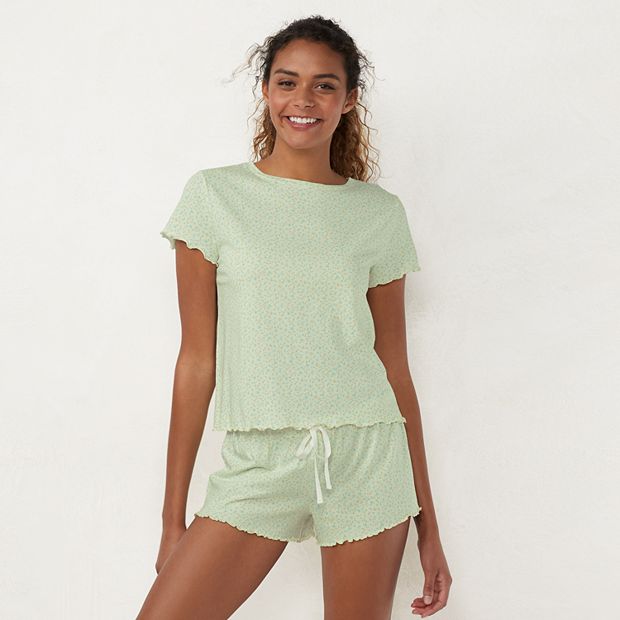 Women's LC Lauren Conrad Lettuce Edge Pajama Top & Pajama Shorts Set