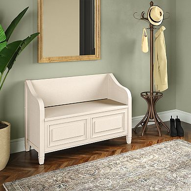 Simpli Home Connaught Hinged Rustic Storage Bench
