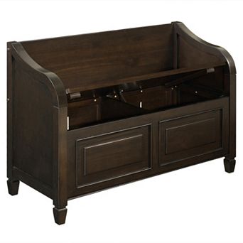 Simpli Home Connaught Hinged Rustic Storage Bench