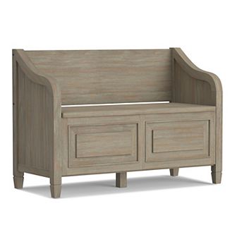 Simpli Home Connaught Hinged Rustic Storage Bench