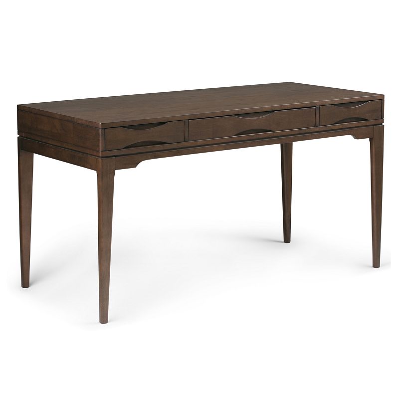 Simpli Home - Harper Rectangular Mid-Century Modern Solid Rubberwood 2-Drawer Table - Walnut Brown