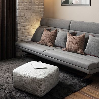 Simpli Home Nate Square Pouf