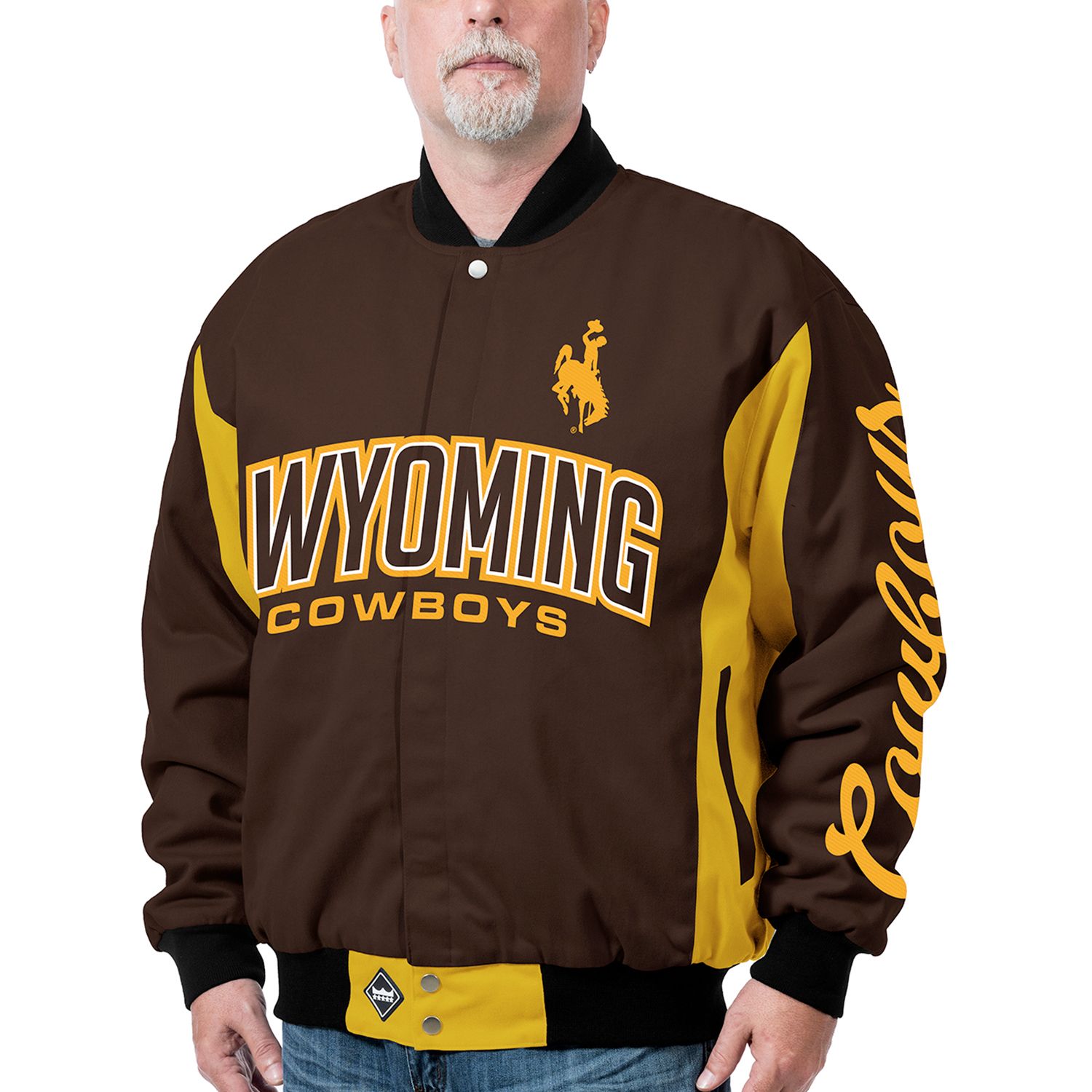 Men's Colosseum White/Brown Wyoming Cowboys Free Spirited Baseball Jersey, Size: XL