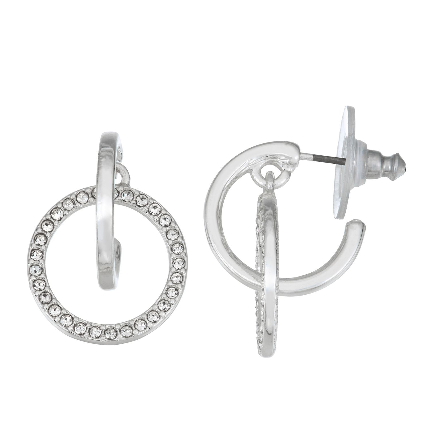 Nine West Simulated Crystal Orbital Hoop Earrings - Clear